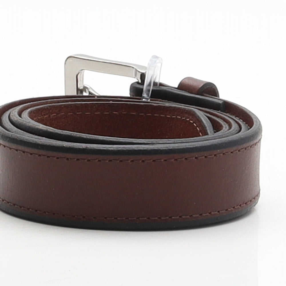 Preworn Mens Brown Solid Leather Dress Belt Belt Size L