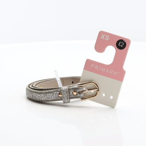 Primark Womens Silver Solid Polyurethane Adjustable Belt Belt Size XS