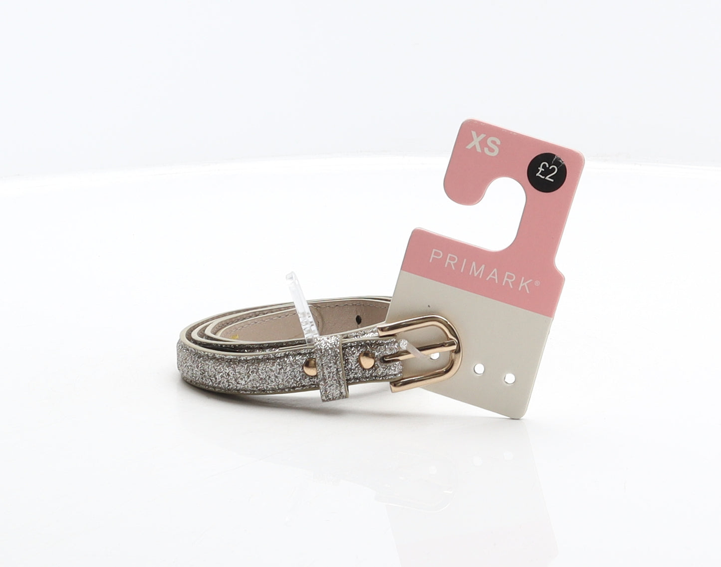 Primark Womens Silver Solid Polyurethane Adjustable Belt Belt Size XS