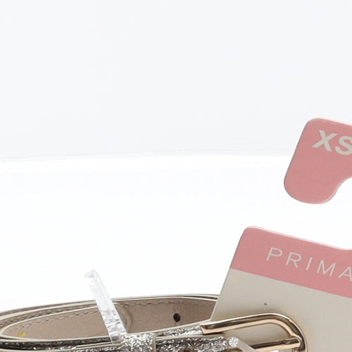 Primark Womens Silver Solid Polyurethane Adjustable Belt Belt Size XS