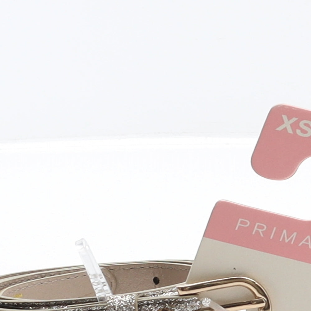 Primark Womens Silver Solid Polyurethane Adjustable Belt Belt Size XS