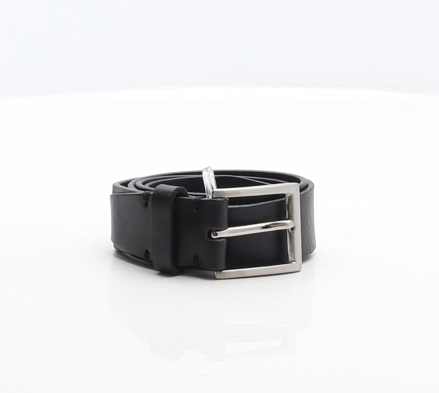 F&F Mens Black Solid Leather Dress Belt Belt Size S