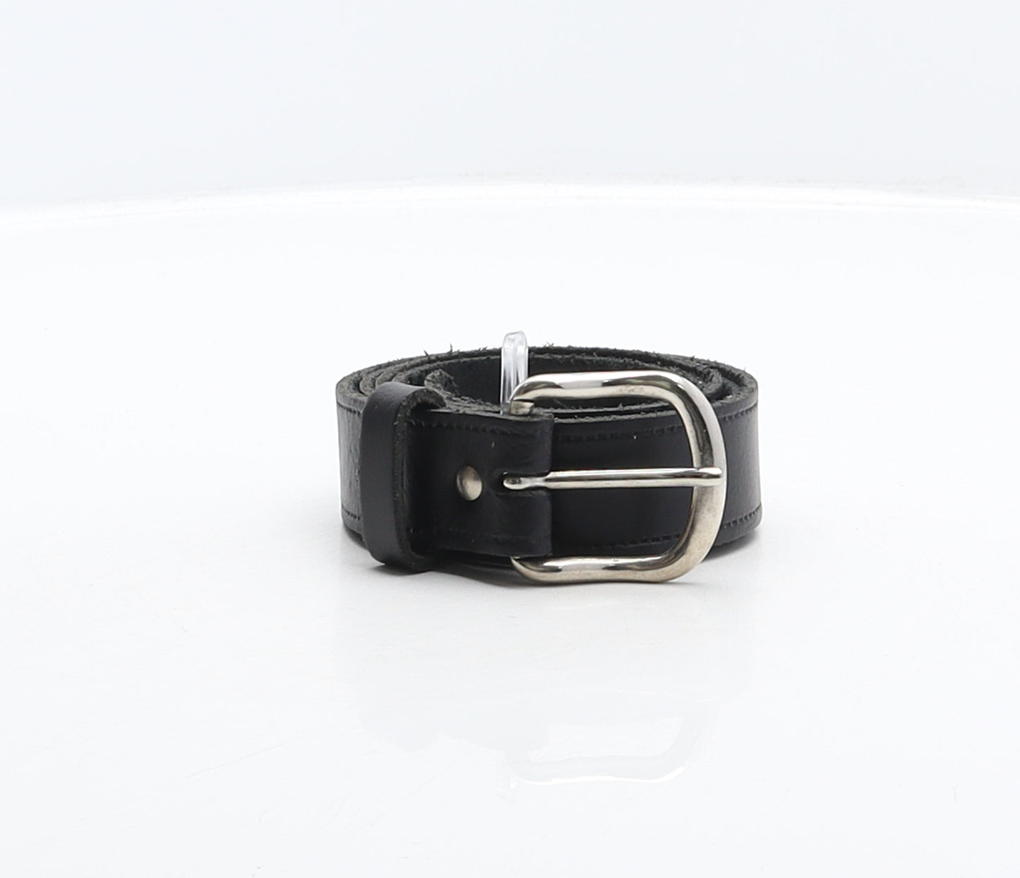 Preworn Mens Black Solid Leather Dress Belt Belt Size XL