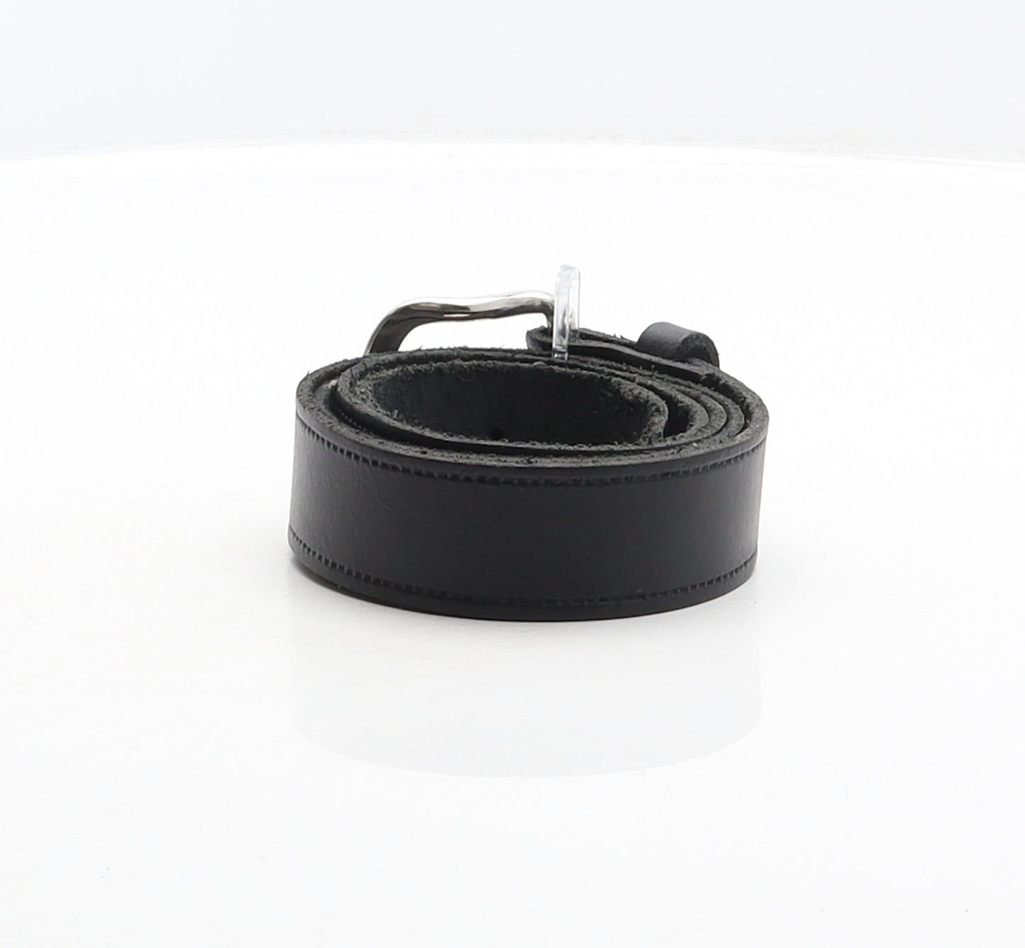 Preworn Mens Black Solid Leather Dress Belt Belt Size XL