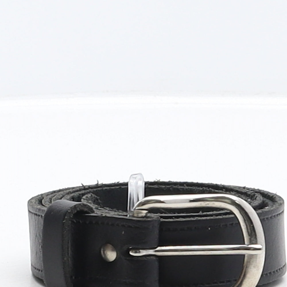 Preworn Mens Black Solid Leather Dress Belt Belt Size XL