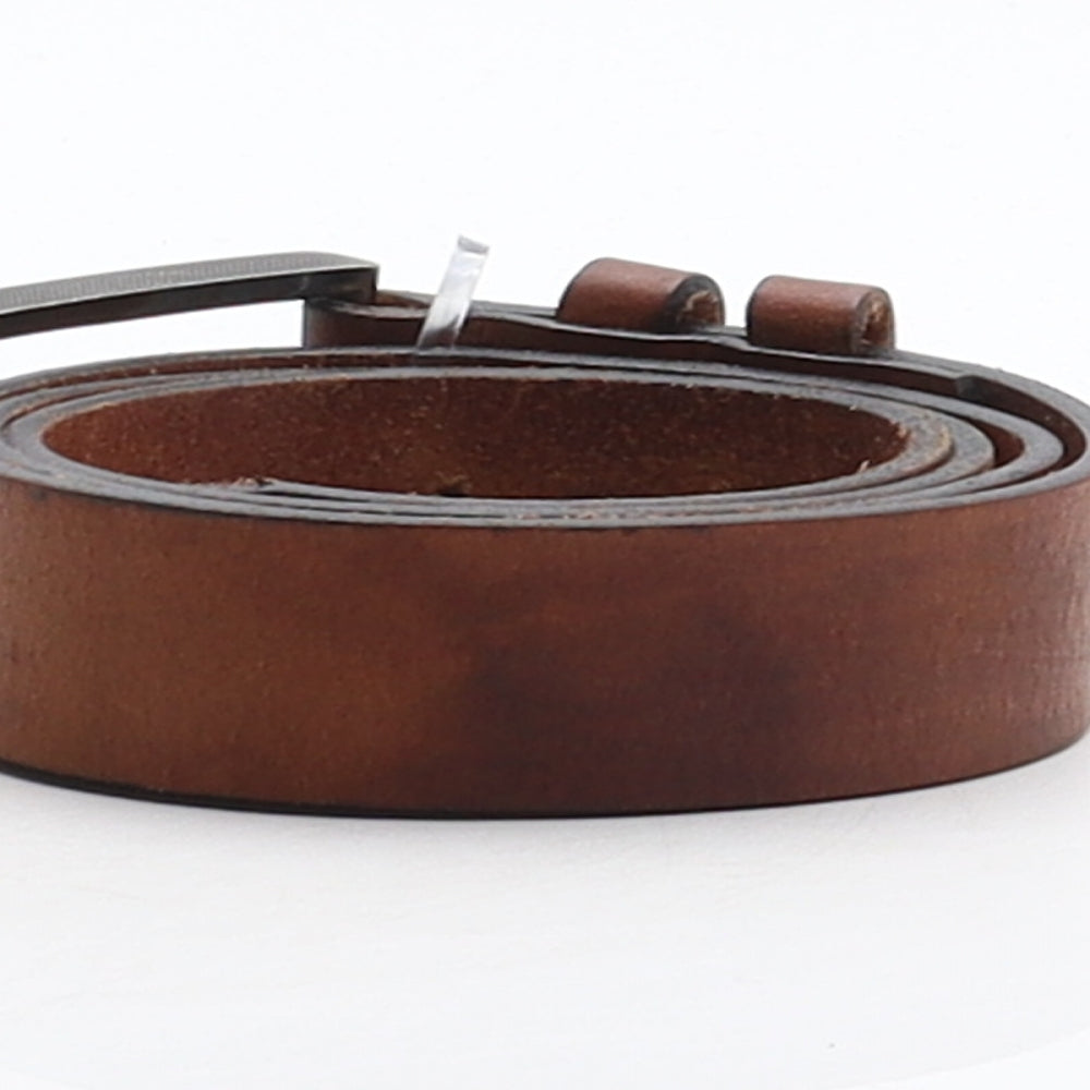 Preworn Mens Brown Solid Leather Dress Belt Belt Size XS