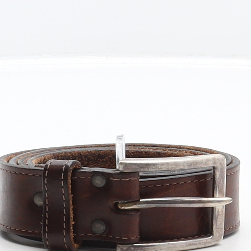 Lee River Mens Brown Solid Leather Dress Belt Belt Size L