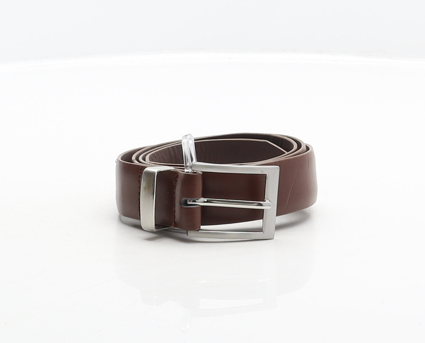 NEXT Mens Brown Solid Polyester Dress Belt Belt One Size