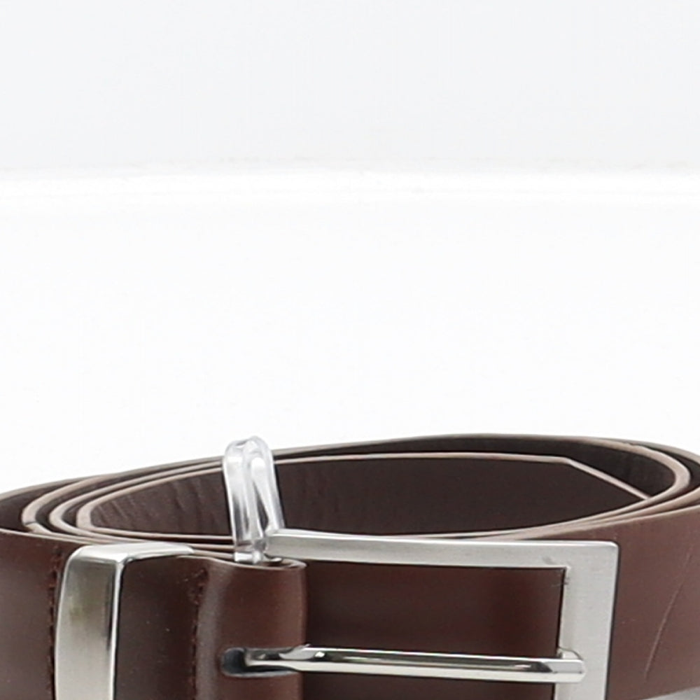 NEXT Mens Brown Solid Polyester Dress Belt Belt One Size