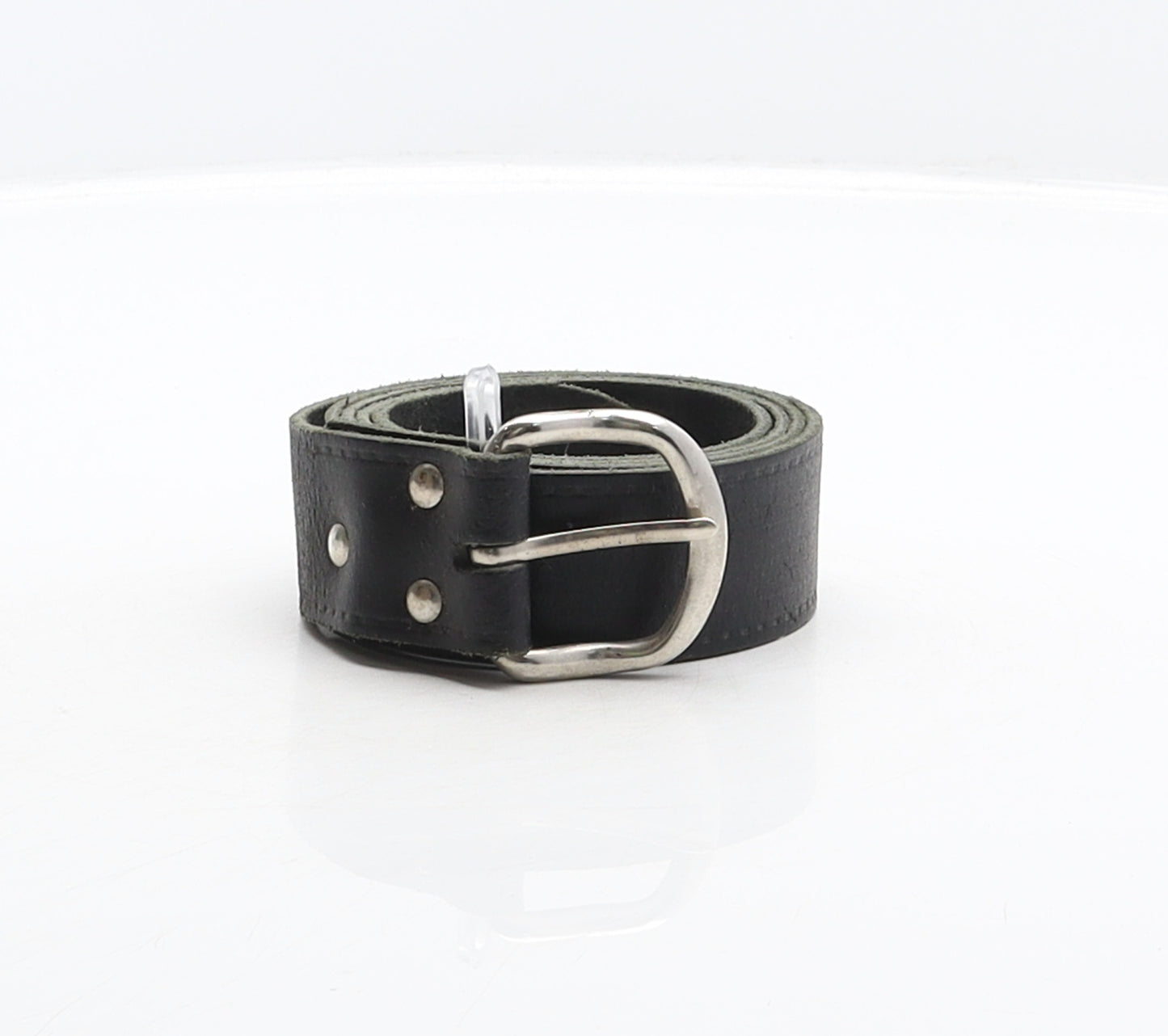 Preworn Mens Black Solid Leather Dress Belt Belt One Size