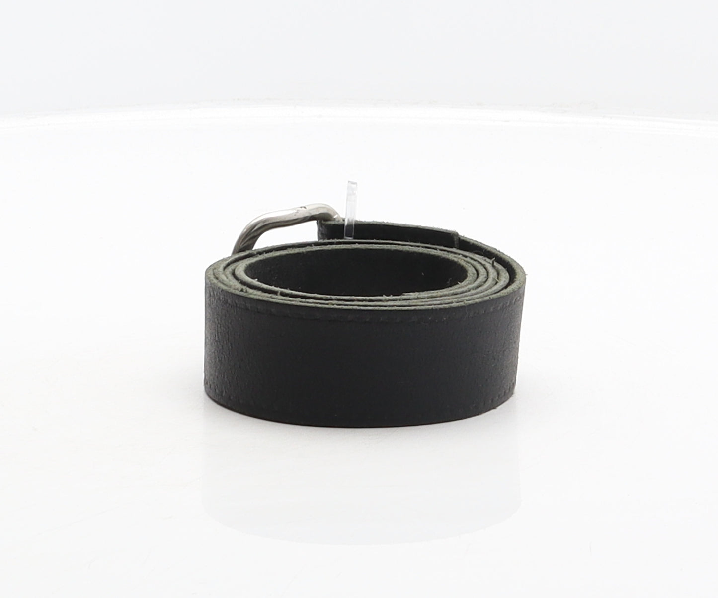 Preworn Mens Black Solid Leather Dress Belt Belt One Size
