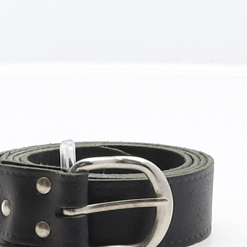 Preworn Mens Black Solid Leather Dress Belt Belt One Size