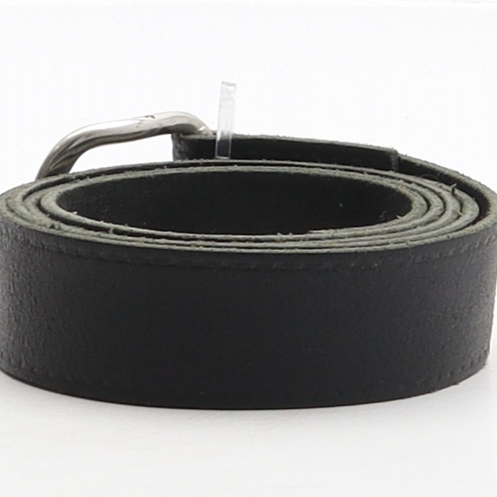 Preworn Mens Black Solid Leather Dress Belt Belt One Size