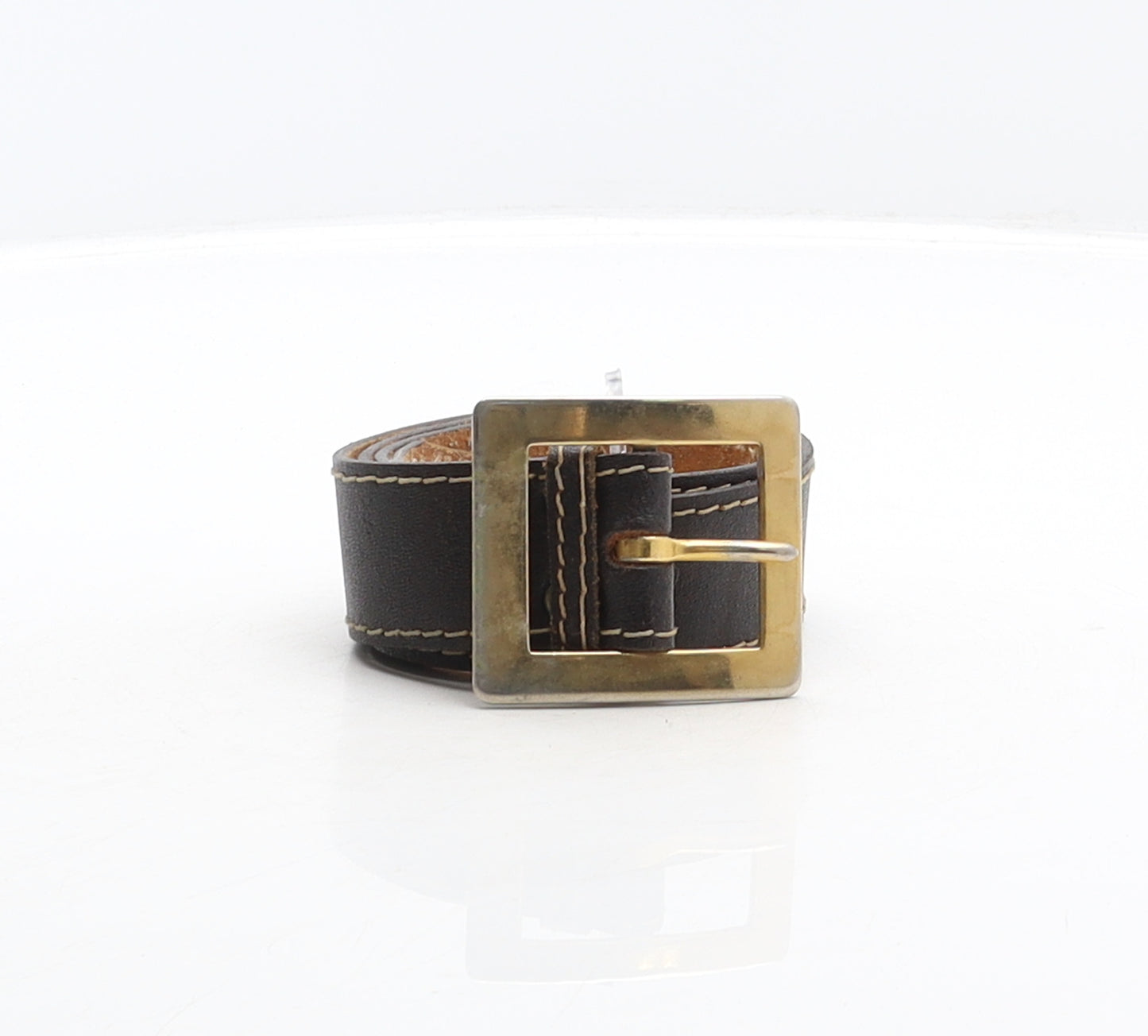 Preworn Mens Brown Solid Leather Dress Belt Belt Size 30