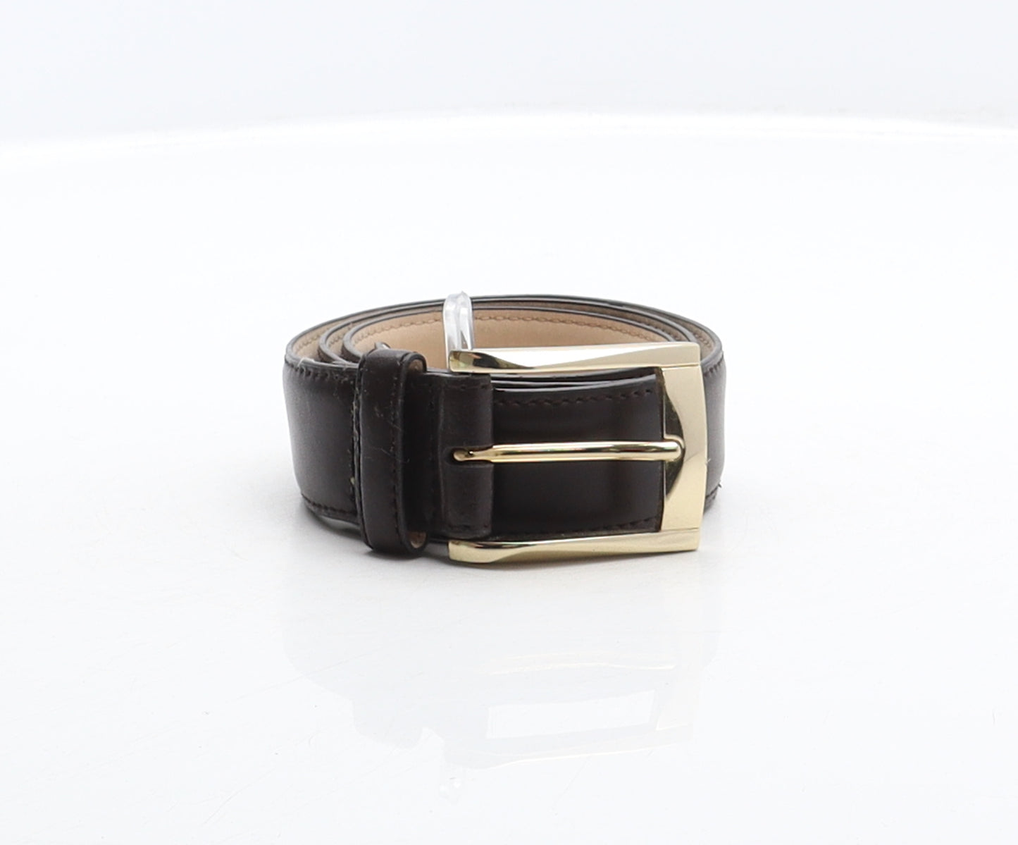 Marks and Spencer Mens Brown Solid Leather Dress Belt Belt Size 30