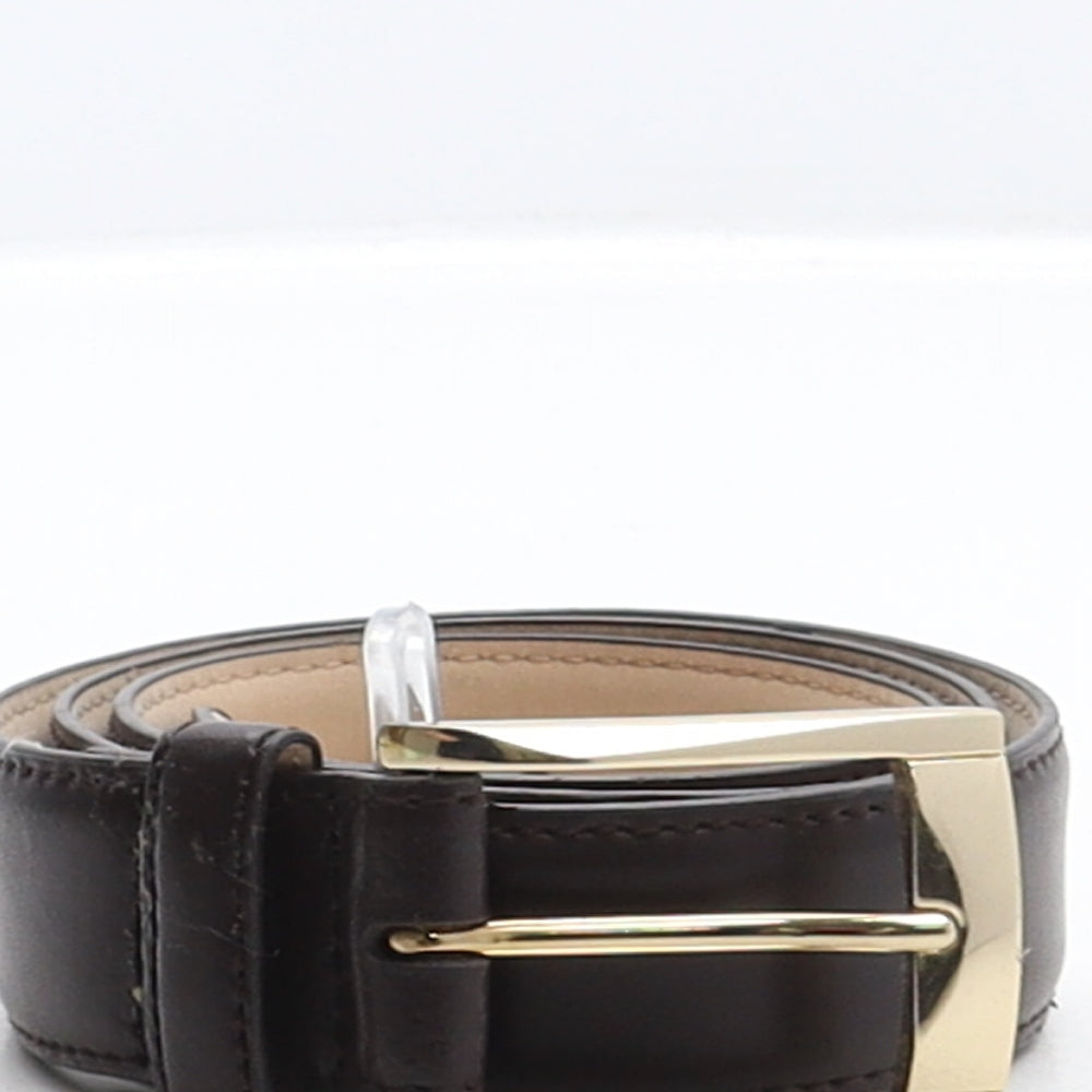 Marks and Spencer Mens Brown Solid Leather Dress Belt Belt Size 30