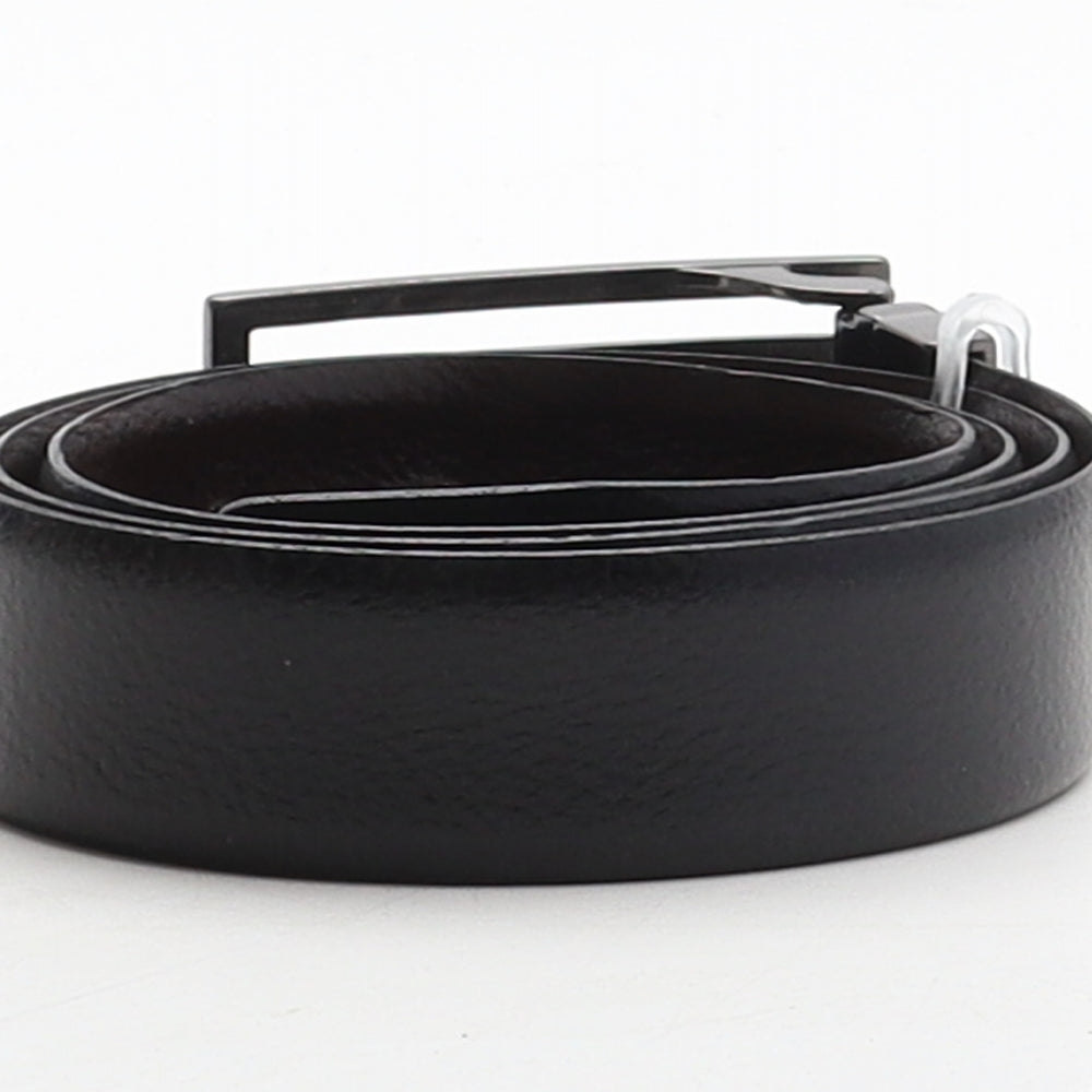 Preworn Mens Black Solid Leather Ratchet Belt Belt Size S