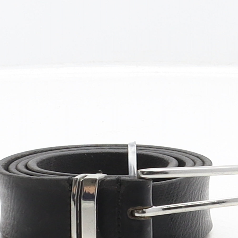 Preworn Mens Black Solid Leather Dress Belt Belt One Size