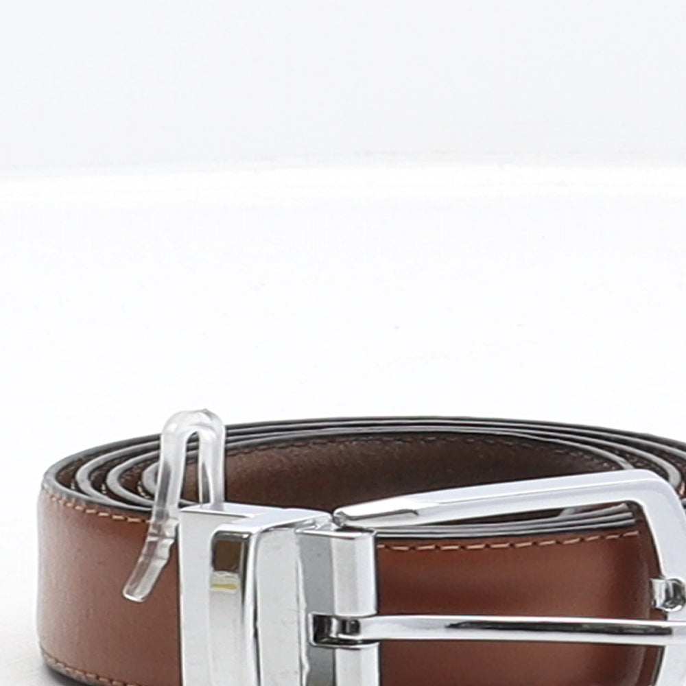 Marks and Spencer Mens Brown Solid Leather Dress Belt Belt Size 34