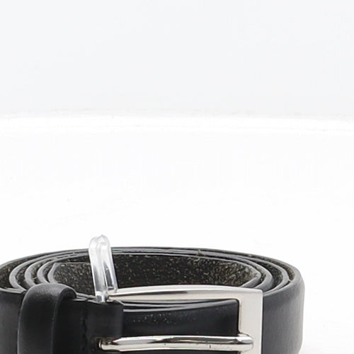 Preworn Mens Black Solid Leather Dress Belt Belt One Size
