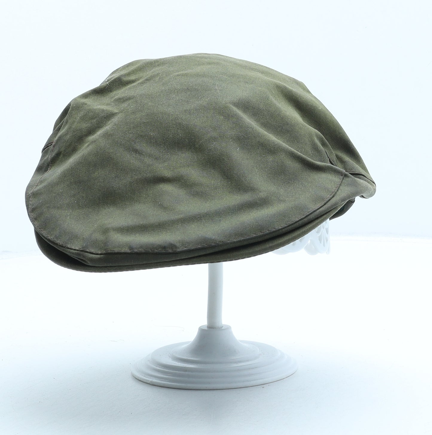 Barbour Mens Green Cotton Flat Cap Size 7 - Wax Coated