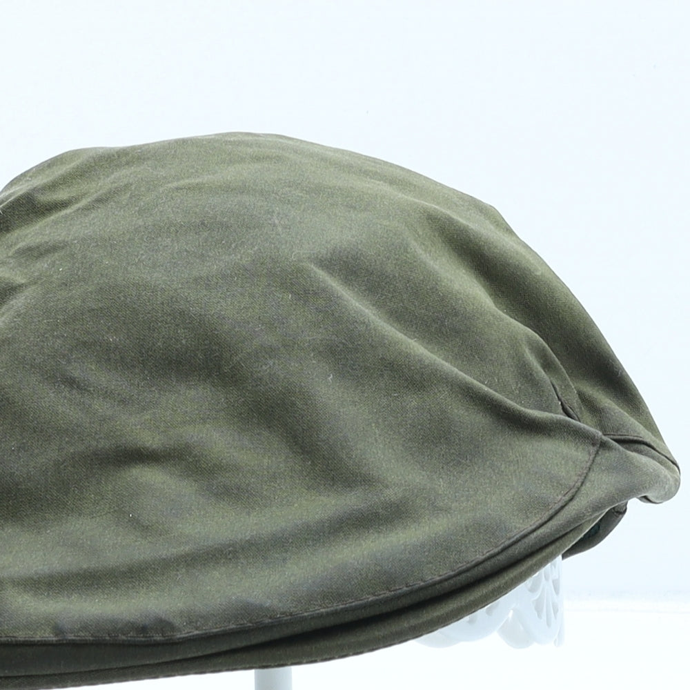 Barbour Mens Green Cotton Flat Cap Size 7 - Wax Coated
