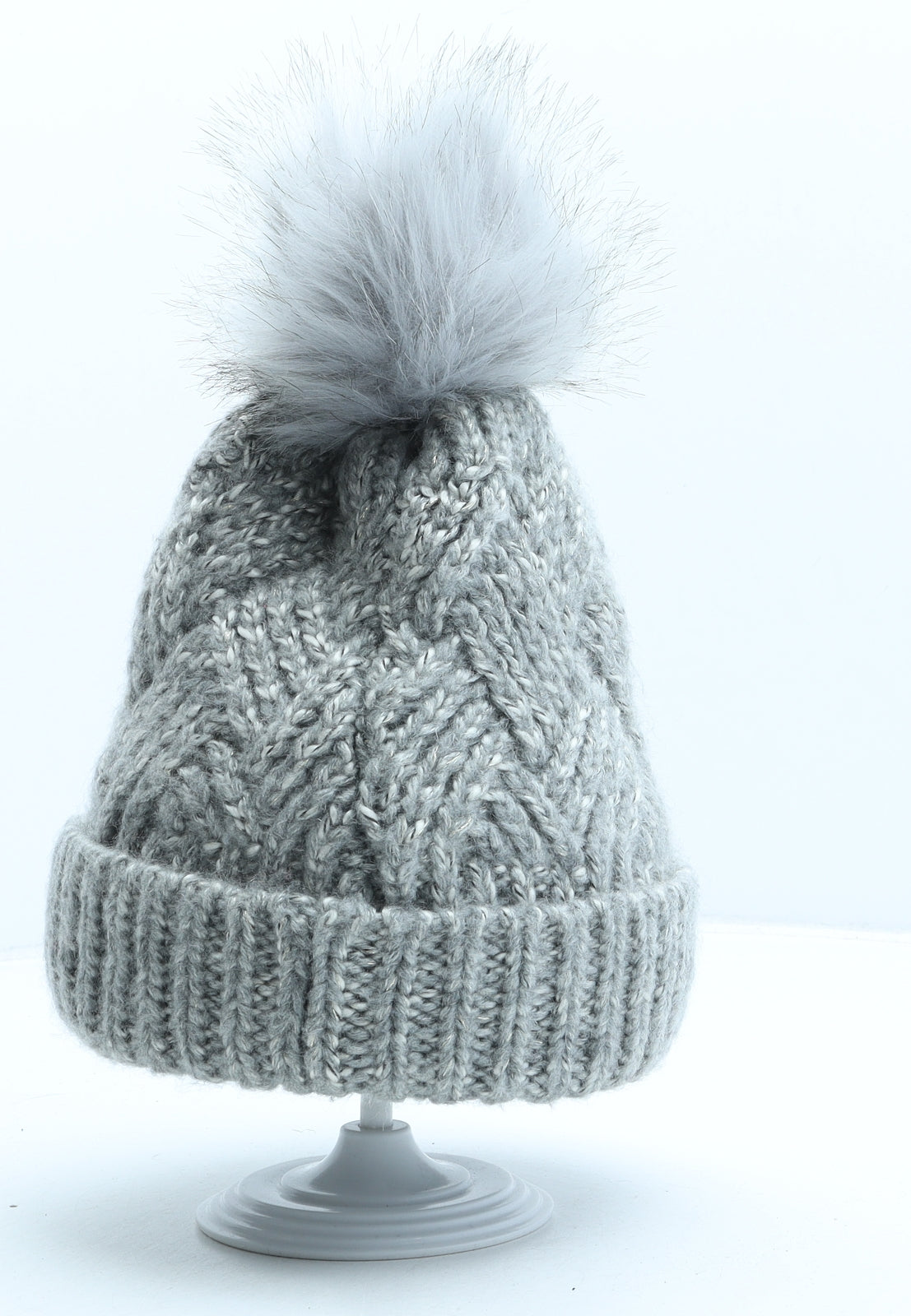 Nutmeg Womens Grey Acrylic Bobble Hat One Size