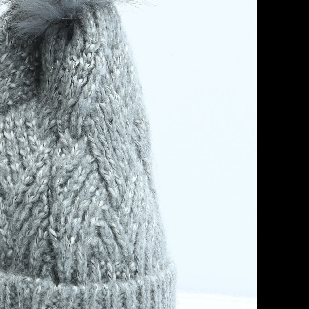 Nutmeg Womens Grey Acrylic Bobble Hat One Size