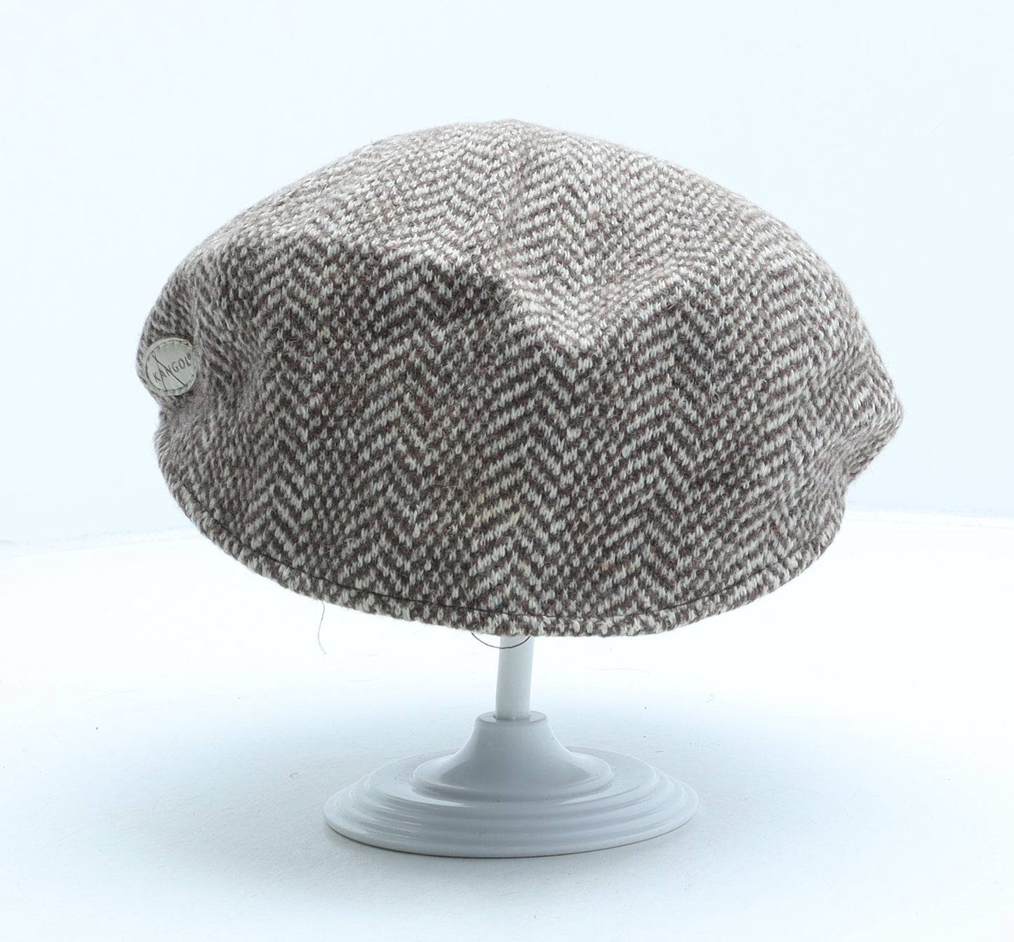 Kangol Mens Brown Geometric Wool Flat Cap Size XL