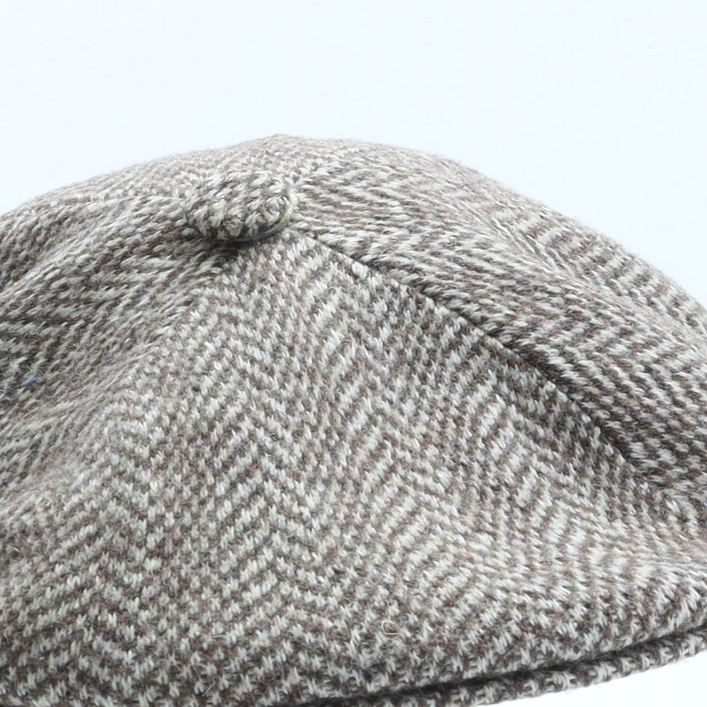 Kangol Mens Brown Geometric Wool Flat Cap Size XL