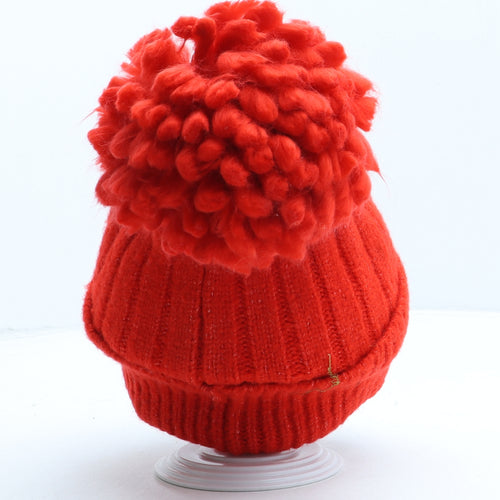 River Island Womens Red Acrylic Bobble Hat One Size