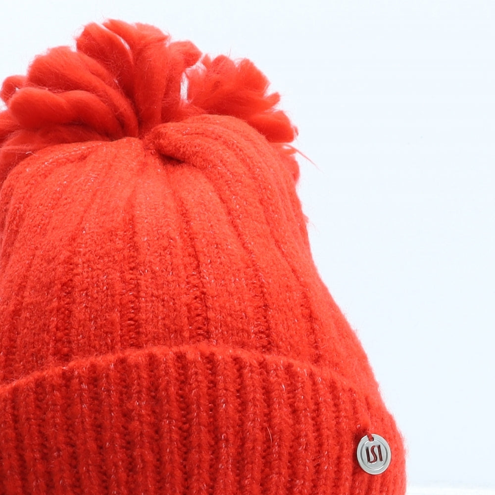 River Island Womens Red Acrylic Bobble Hat One Size