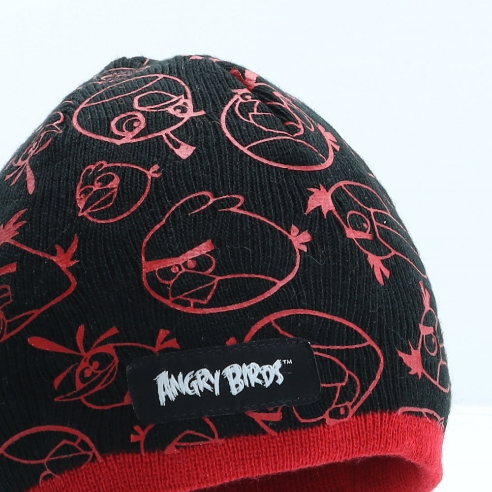 George Boys Black Geometric Acrylic Beanie One Size - Angry Birds