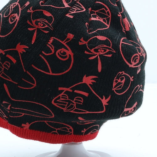 George Boys Black Geometric Acrylic Beanie One Size - Angry Birds