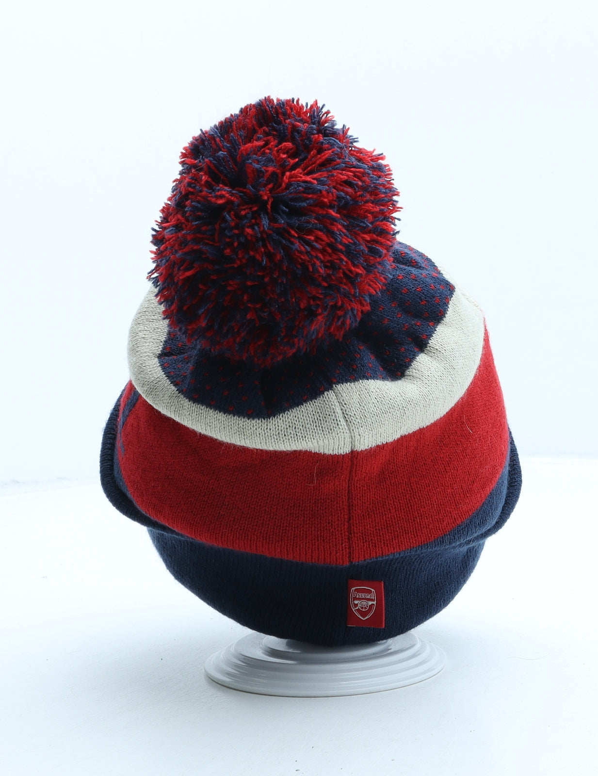 Arsenal Mens Multicoloured Striped Acrylic Beanie One Size