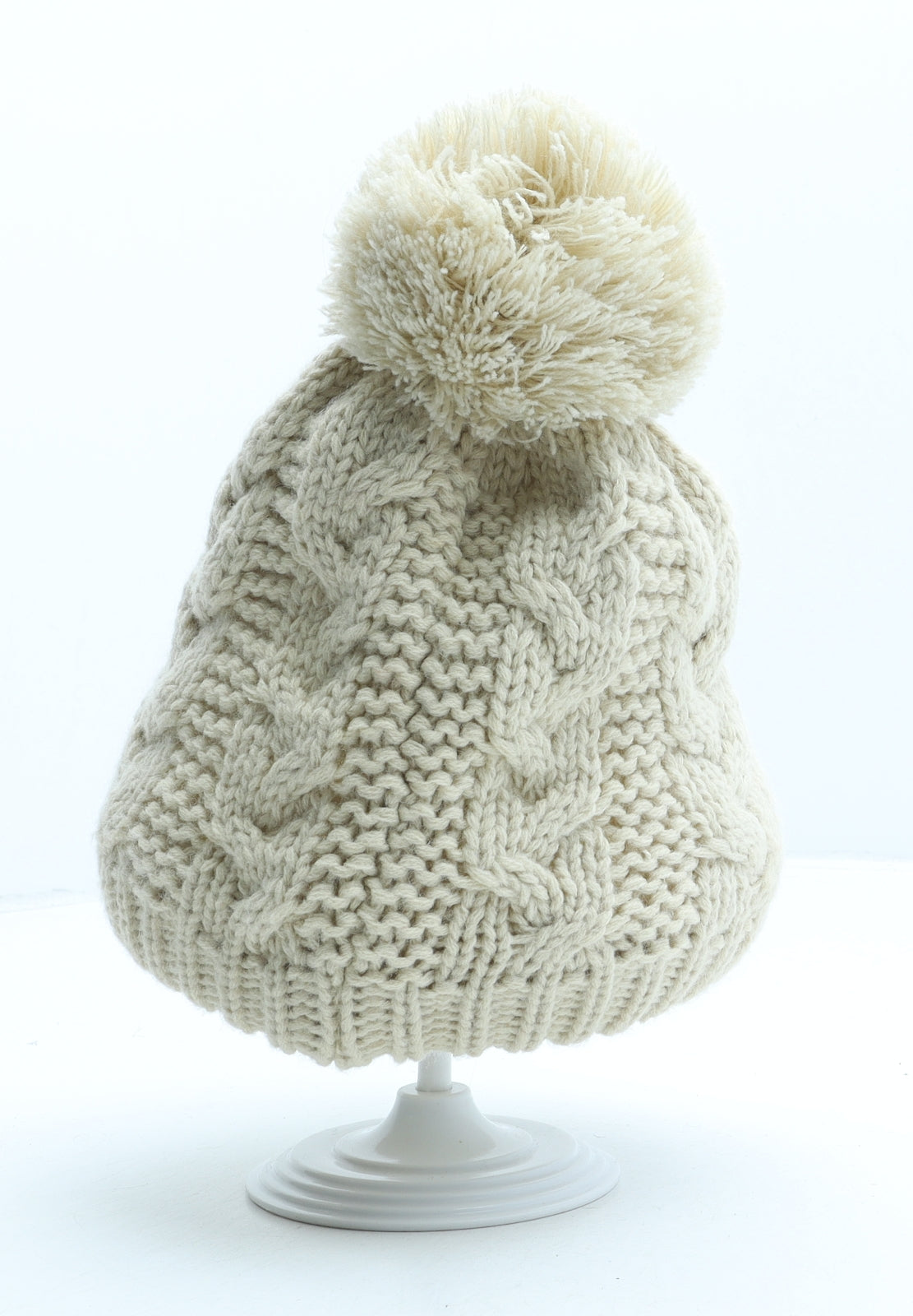 Alpine Womens Beige Acrylic Bobble Hat One Size