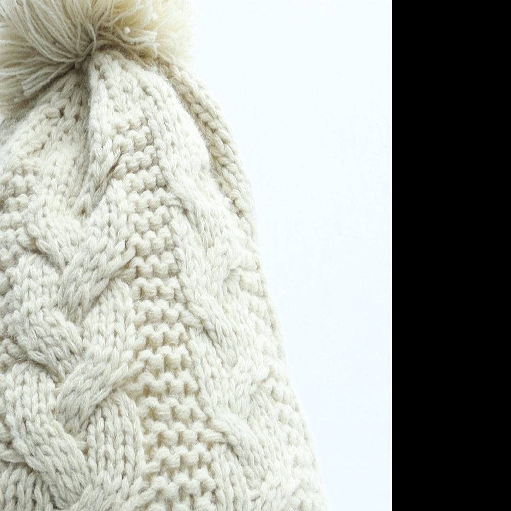 Alpine Womens Beige Acrylic Bobble Hat One Size