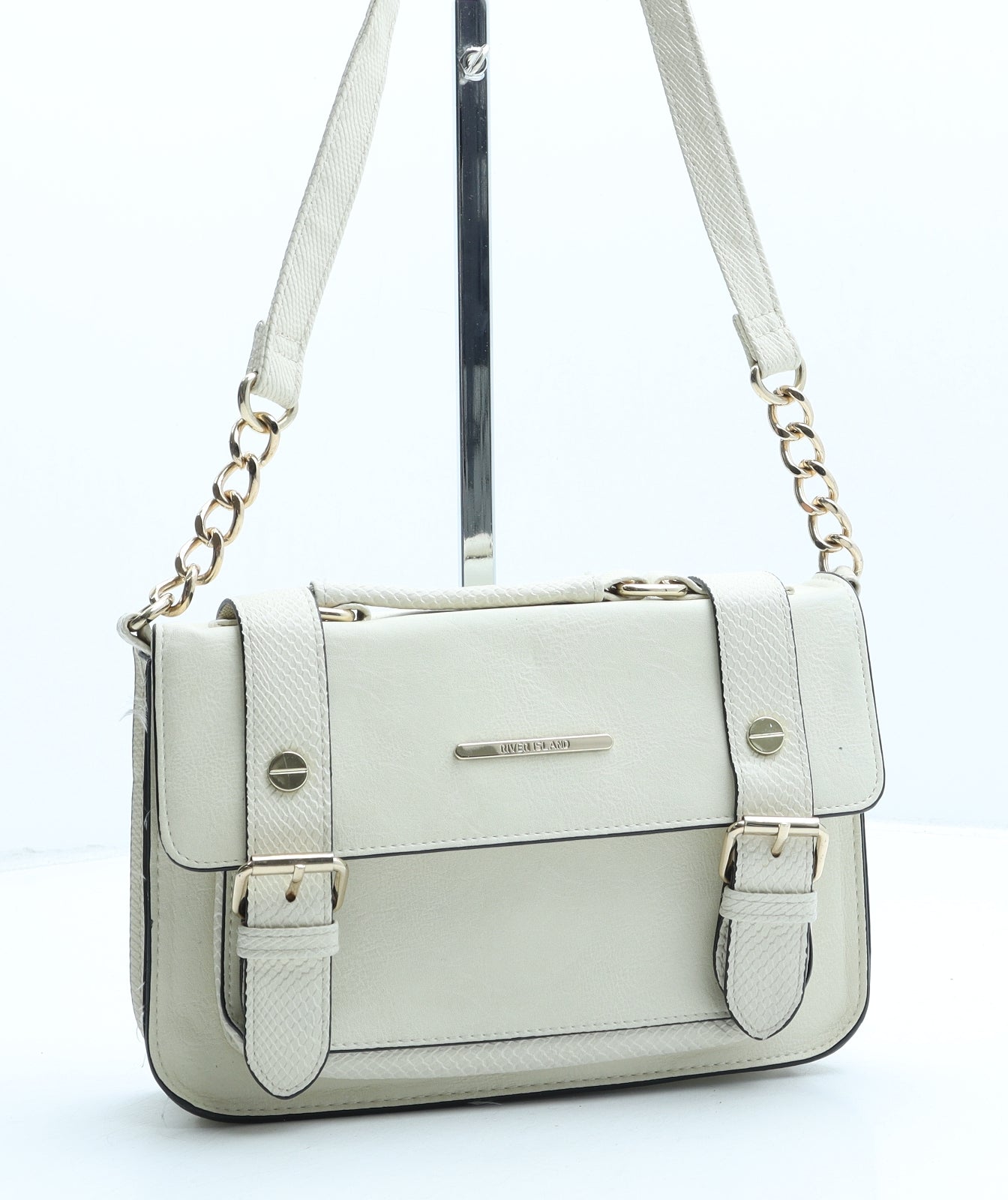 River Island Womens Beige Polyurethane Satchel Size Small