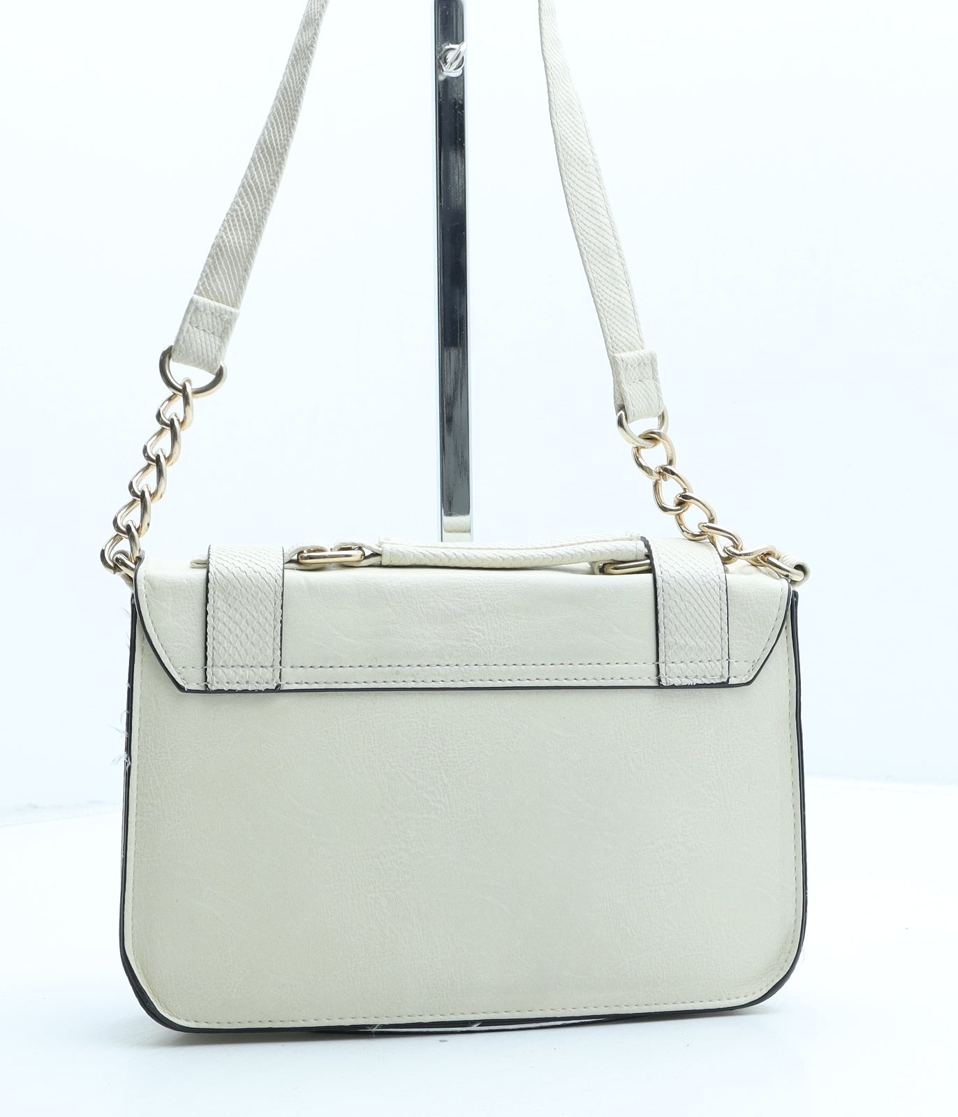 River Island Womens Beige Polyurethane Satchel Size Small