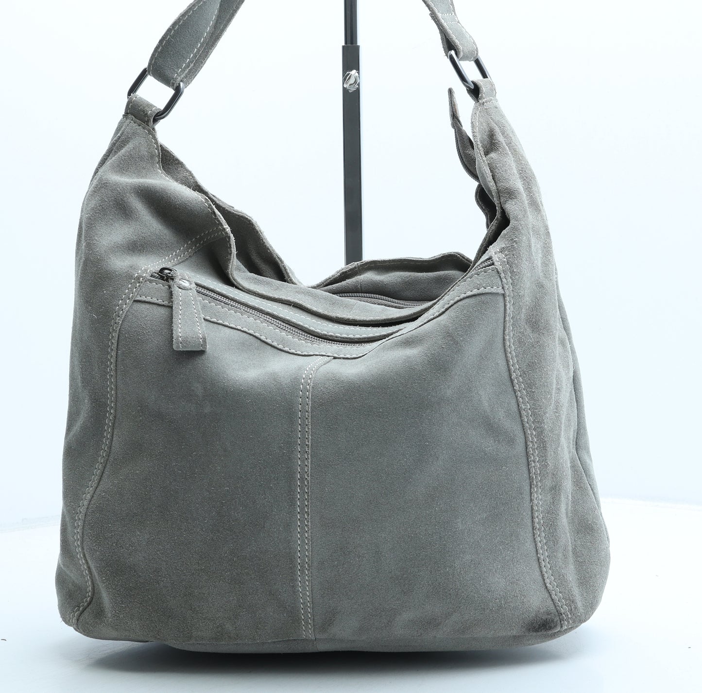 Preworn Womens Grey Polyester Shoulder Bag Size Medium