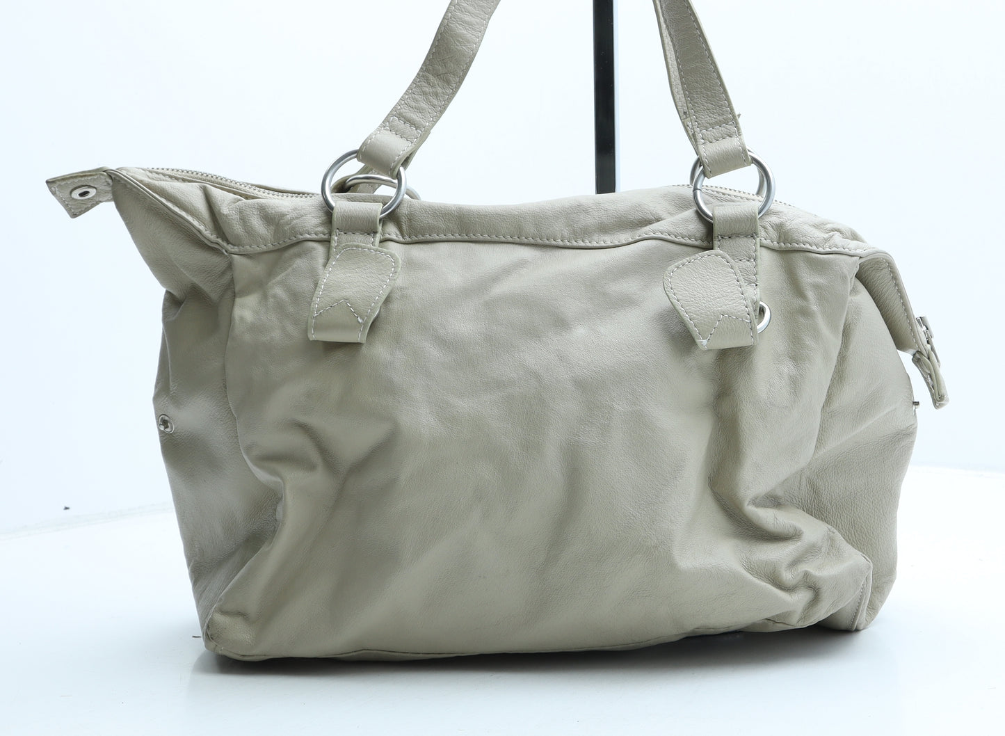 South Womens Beige Leather Top Handle Bag Size Medium