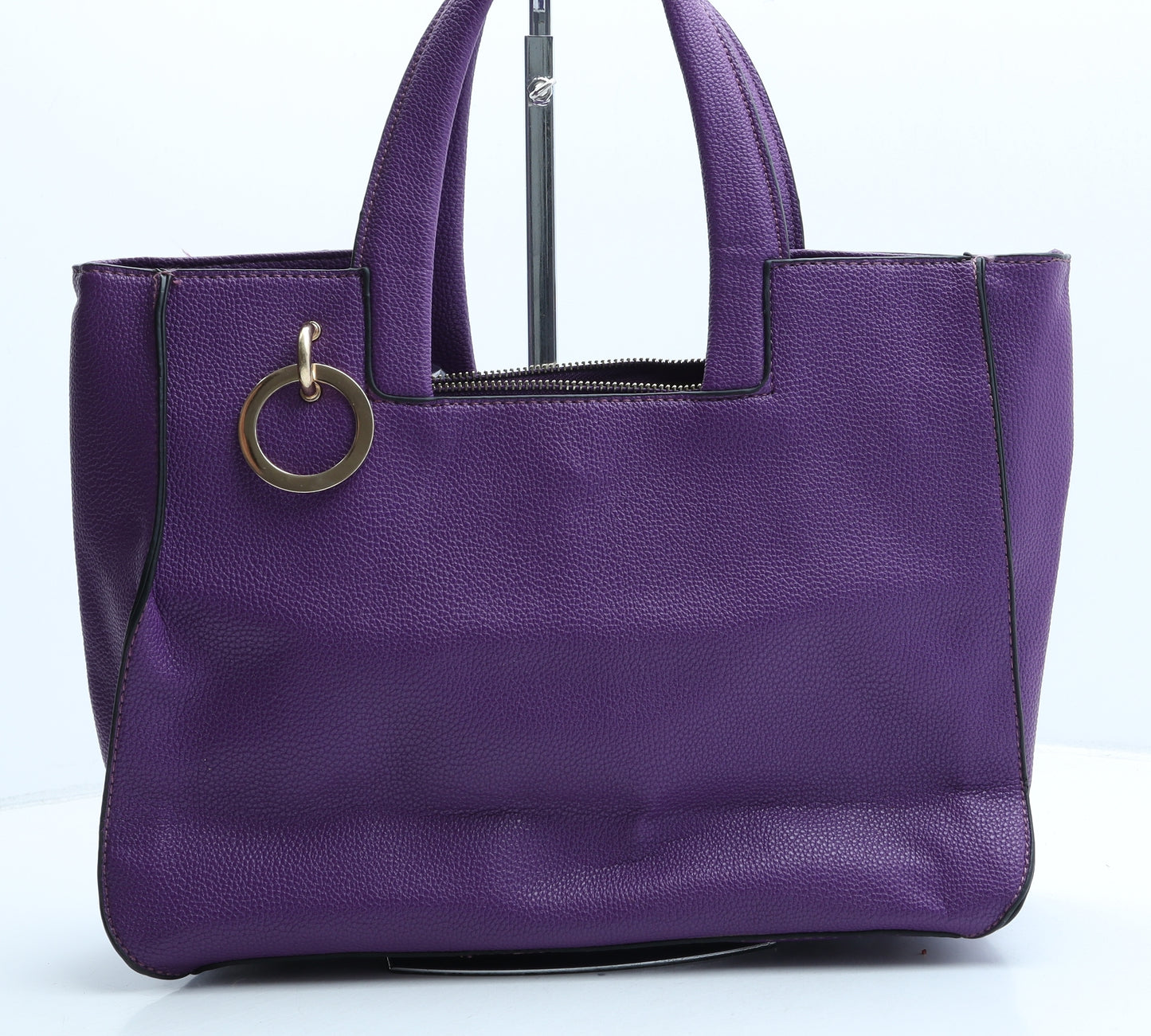 Preworn Womens Purple Polyurethane Top Handle Bag Size Large
