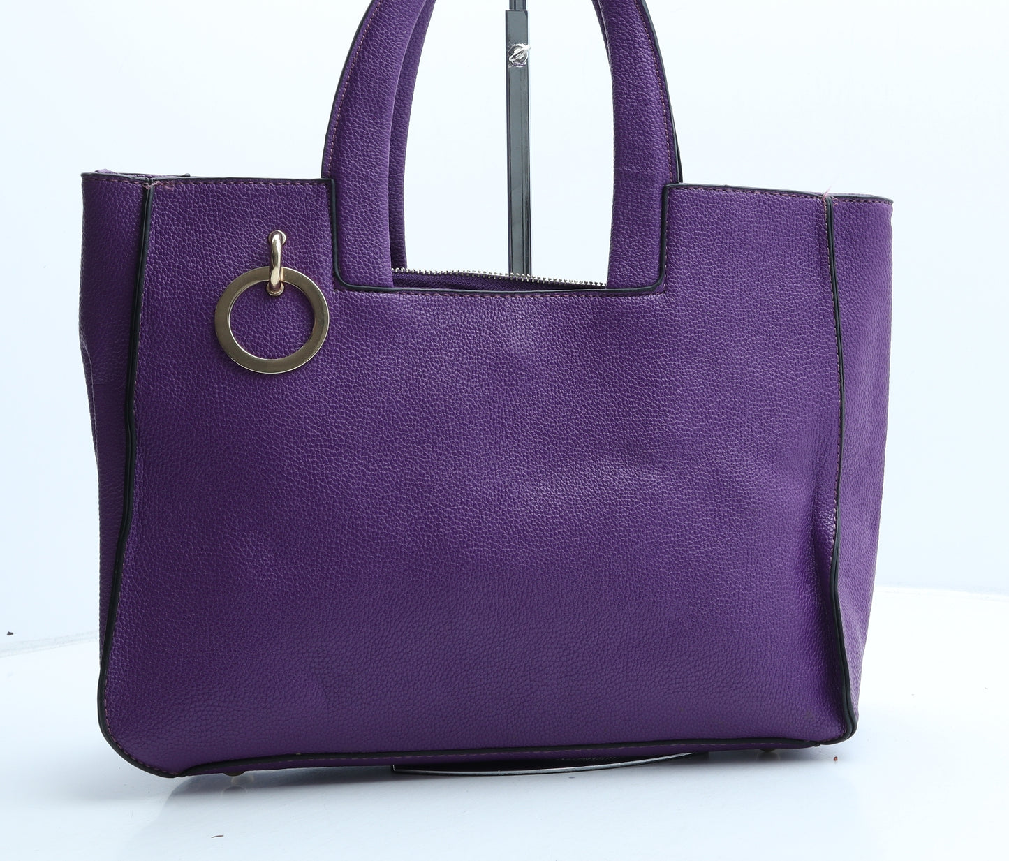 Preworn Womens Purple Polyurethane Top Handle Bag Size Large