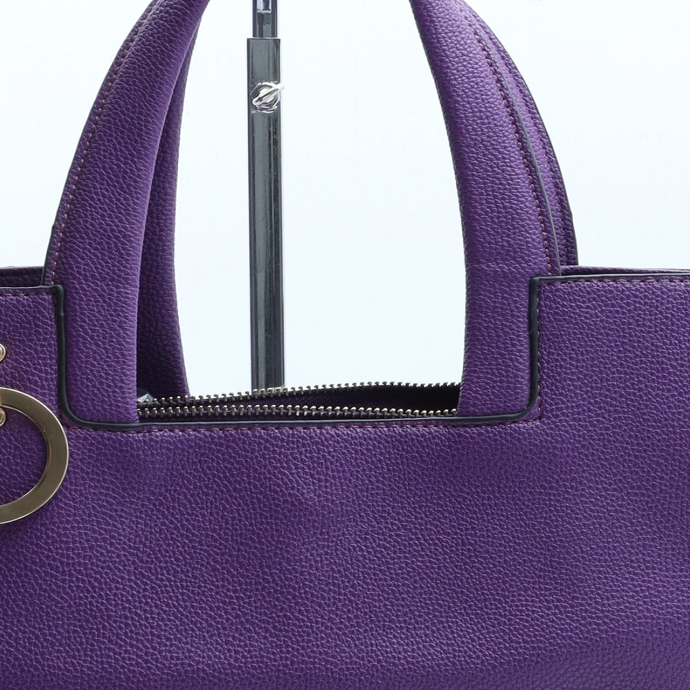 Preworn Womens Purple Polyurethane Top Handle Bag Size Large