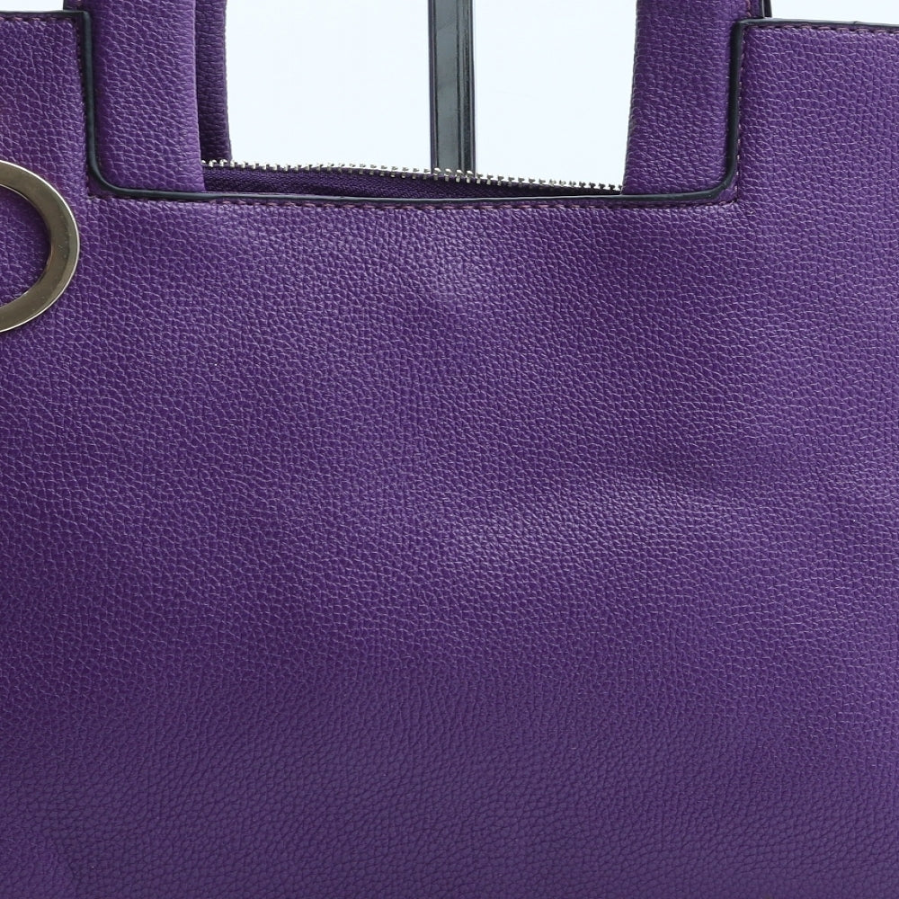 Preworn Womens Purple Polyurethane Top Handle Bag Size Large