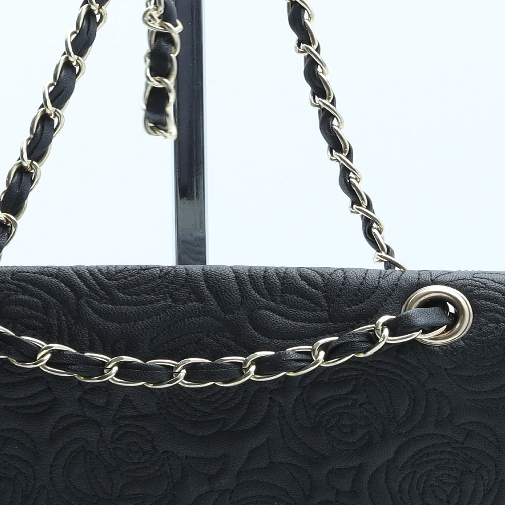 New Look Womens Black Floral Polyurethane Crossbody Size Small