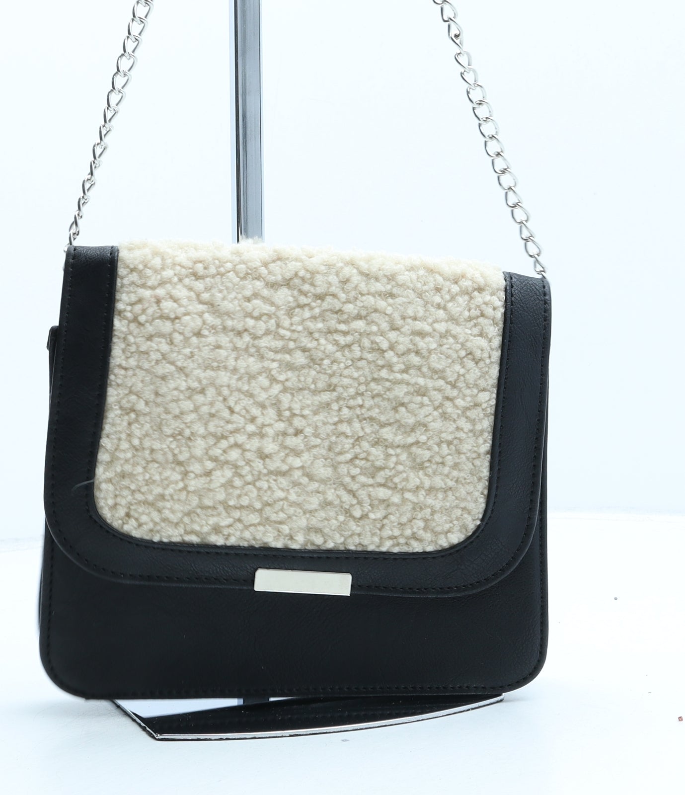 Preworn Womens Black Polyurethane Crossbody Size Small