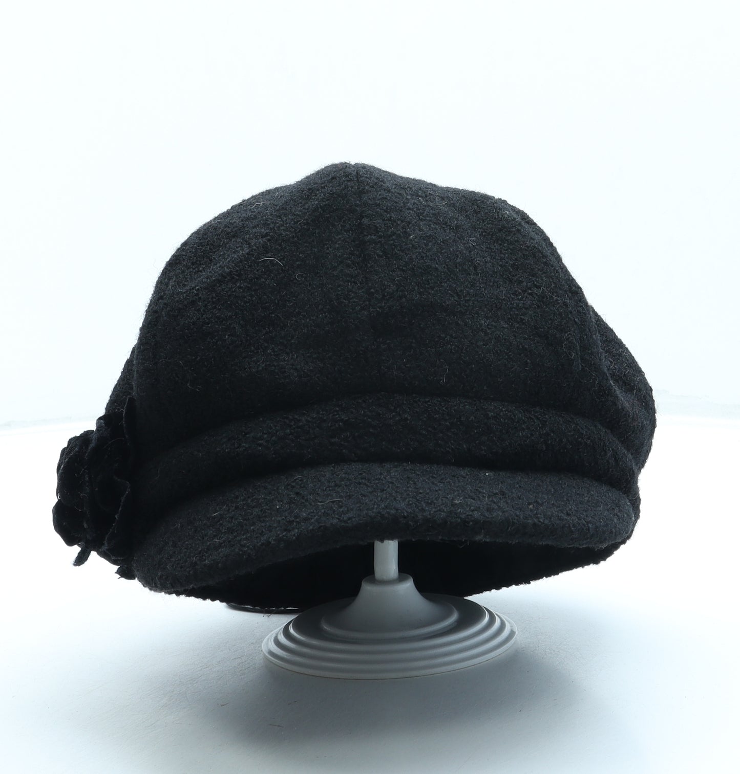 Per Una Womens Black Viscose Peaked Cap One Size - Flower detail