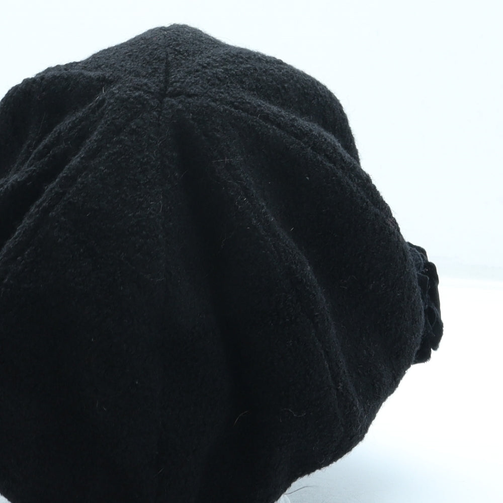 Per Una Womens Black Viscose Peaked Cap One Size - Flower detail