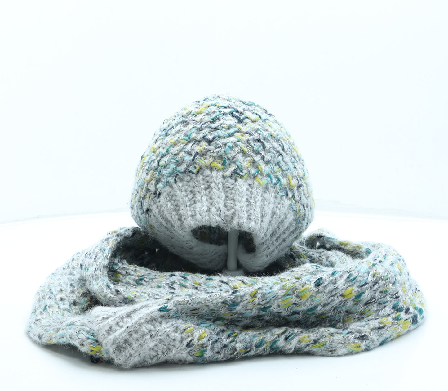 Marks and Spencer Womens Green Acetate Beanie One Size - Scarf included